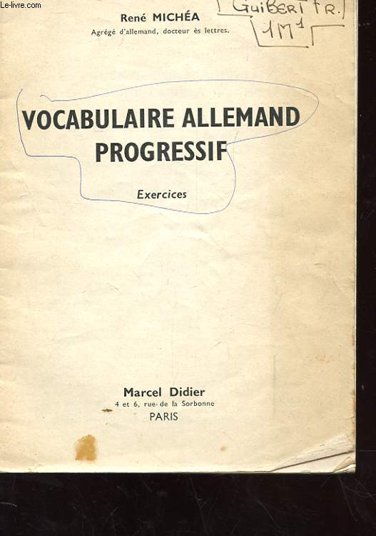 VOCABULAIRE ALLEMAND PROGRESSIF - EXERCICE