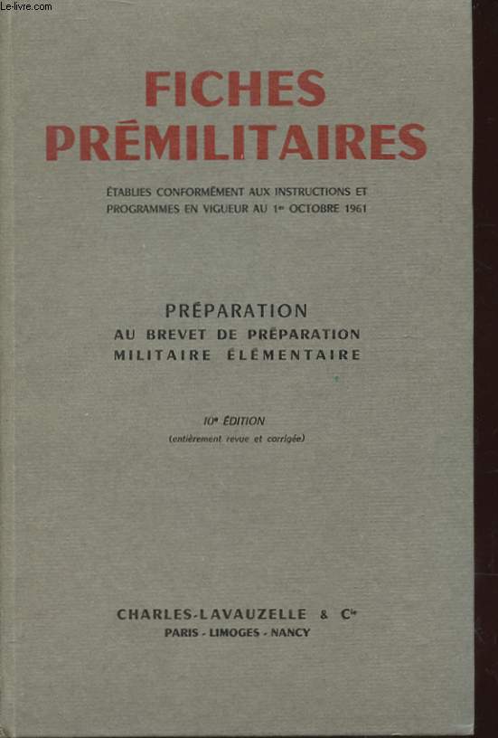 FICHES PREMILITAIRES - PREPARATION AU BREVET DE MILITAIRE ELEMENTAIRE