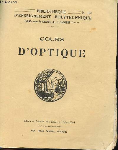 COURS D'OPTIQUE