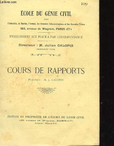 COURS DE RAPPORTS