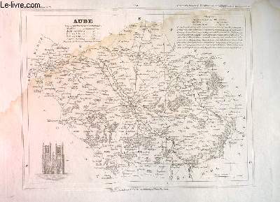 CARTE DU DEPARTEMENT DE L'AUBE EXTRAITE DU PETIT ATLAS NATIONAL N9