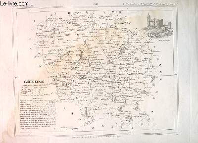 CARTE DU DEPARTEMENT DE LA CREUSE EXTRAITE DU PETIT ATLAS NATIONAL N22