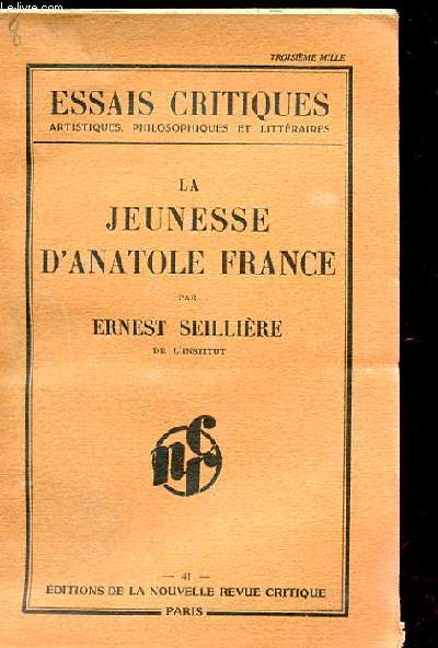 LA JEUNESSE D'ANATOLE FRANCE