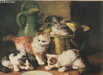 FAC SIMILE TABLEAU REPRESENTANT 4 CHATONS JOUANT AUTOUR D'UN CHAUDRON