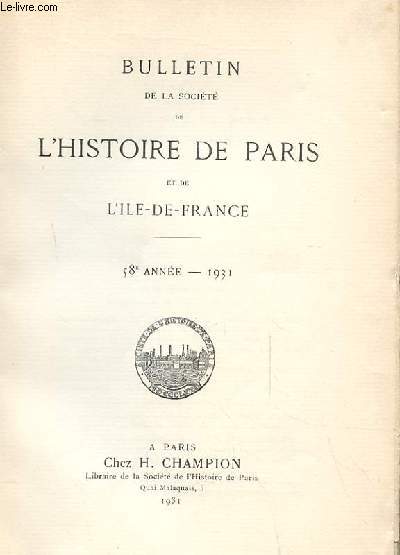 MEMOIRES DE LA SOCIETE DE L'HISTOIRE DE PARIS ET DE L'ILE DE FRANCE. 58EME ANNEE