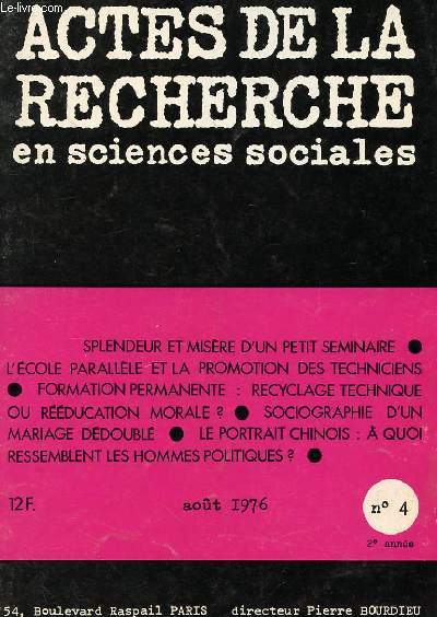 ACTES DE LA RECHERCHE EN SCIENCES SOCIALES N4