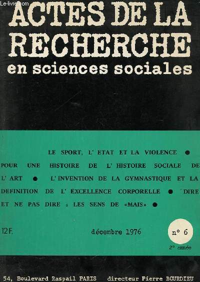 ACTES DE LA RECHERCHE EN SCIENCES SOCIALES N6
