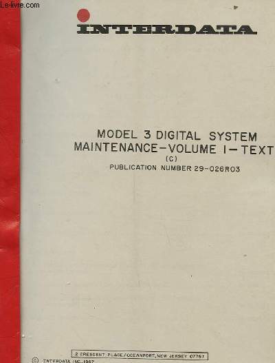 MODEL 3 DIGITAL SYSTEM. MAINTENANCE. VOLUME 1. TEXT