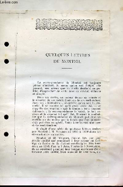 Quelques Lettres de Monteil.