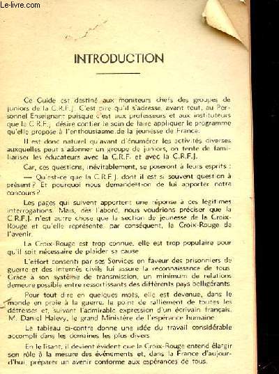 GUIDE DE LA CROIX ROUGE DESTINE AUX MONITEURS CHEFS DES GROUPES