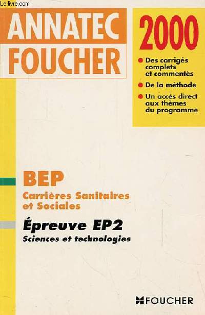 BEP Carrières Sanitaires et Sociales - Epreuves EP2 sciences et technologie