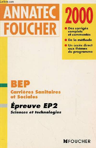 BEP Carrires Sanitaires et Sociales - Epreuves EP2 sciences et technologie