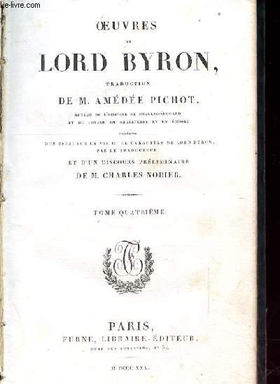 OEUVRE DE LORD BYRON tome 4
