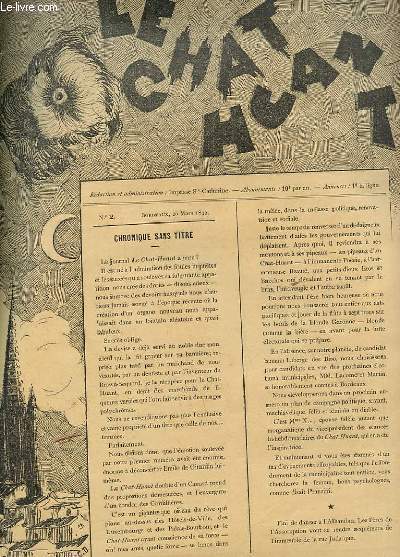 LE CHAT HUANT n2 (extrait d'ouvrage reli) :Chronique sans titre de Cymbalum, Luxe d'amour de Jean Berge, Chansons pour Sunshine (les mandolines) de Lon Escalus, Intantans Jean BERGE de H.D, Tourment d'me de George Lvy , Coquetterie de Paul R...,