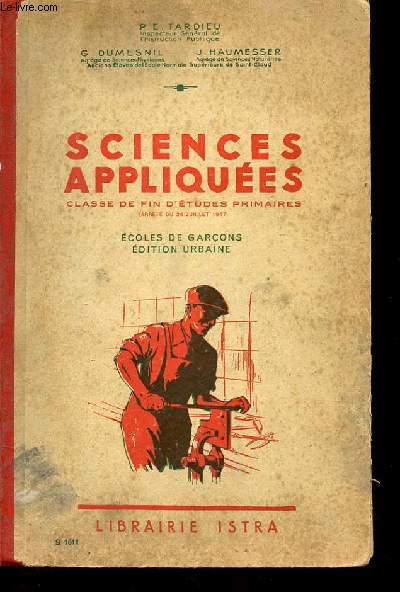 SCIENCE APPLIQUEES classe fin d'tudes primaires coles de garcons dition urbaine