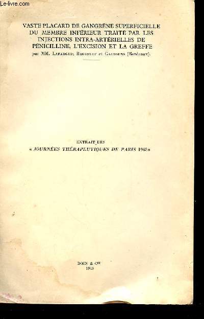 EXTRAIT DES JOURNEES THERAPEUTIQUES DE PARIS 1948