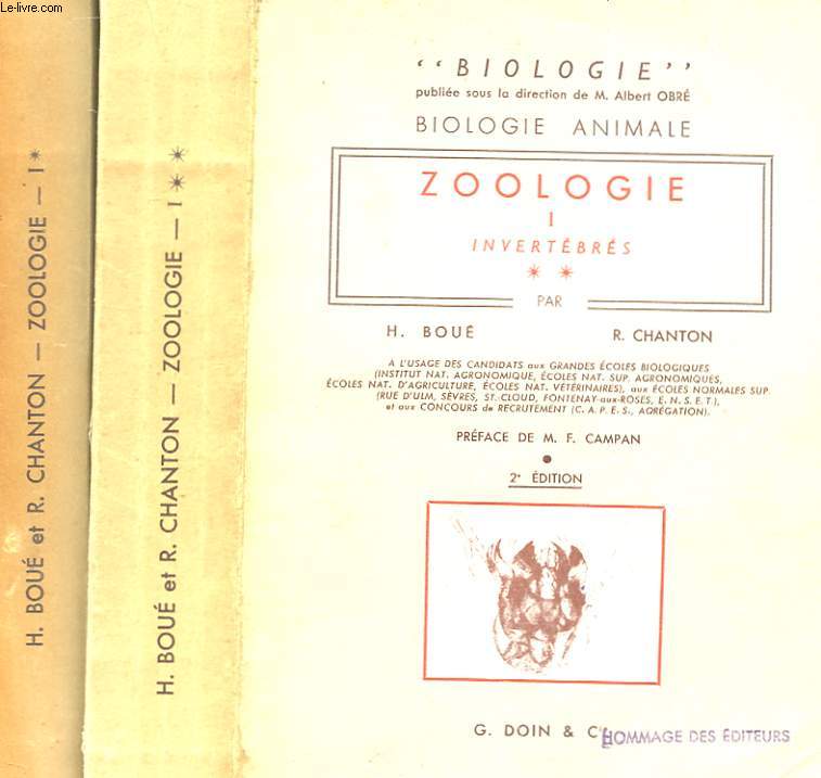 ZOOLOGIE I INVERTEBRES FASCICULE 1 et 2.