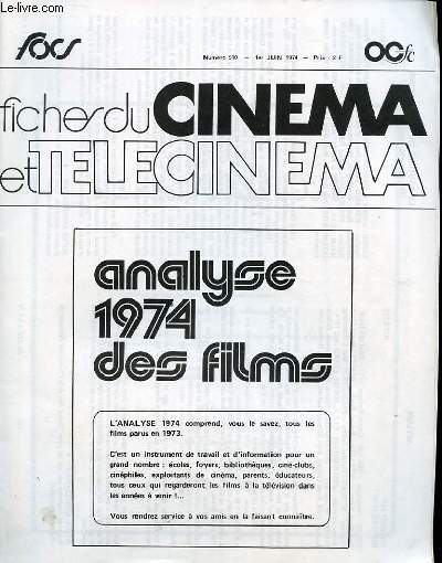 FICHES DU CINEMA ET TELECINEMA N 510 Analyse 1974 des films, Asylum, Le fantome de cat dancing, le hasard et la violence...
