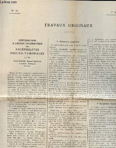 TRAVAUX ORIGINAUX: CONTRIBUTION A L'ETUDEDIAGNOSTIQUE DES ENCEPHALITES PSEUDO-TUMORALES N26