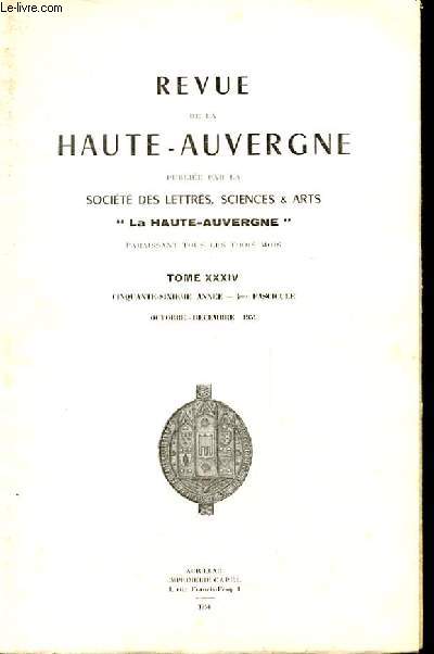 REVUE DE LA HAUTE AUVERGNE. TOME XXXIV. 4EME FASCICULE. OCTOBRE-DECEMBRE.