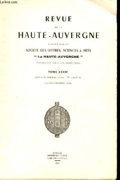 REVUE DE LA HAUTE AUVERGNE. TOME XXXIV. 4EME FASCICULE. OCTOBRE-DECEMBRE.