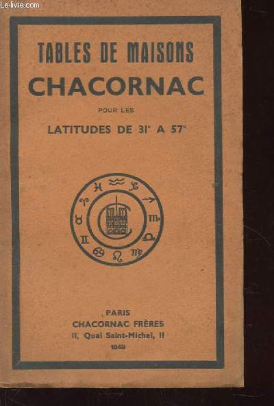 TABLES DE MAISONS CHACORNAC POUR LES LATITUDES DE 31 A 57