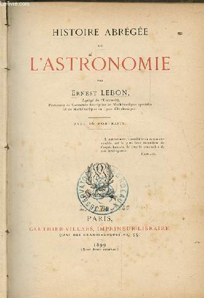 HISTOIRE ABREGEE DE L'ASTRONOMIE