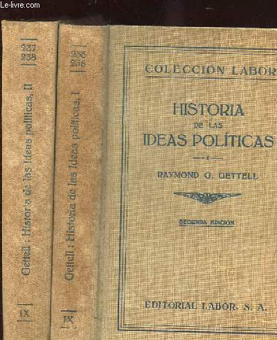 HISTORIA DE LAS IDEAS POLITICAS. TOME 1 ET 2. SEGUNDA EDICION