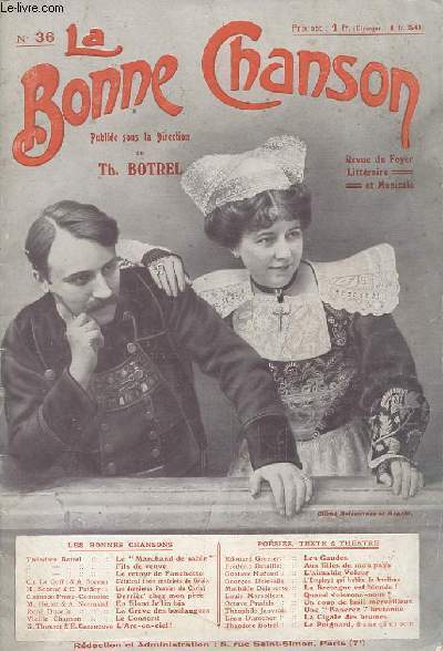 LA BONNE CHANSON. N36. OCTOBRE 1910. REVUE MENSUELLE DU FOYER. LITTERAIRE ET MUSICALE.