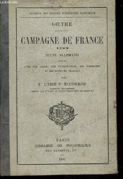 CAMPAGNE DE FRANCE 1792. TEXTE ALLEMAND