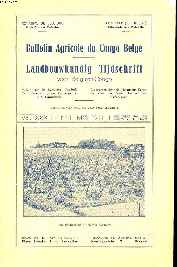 BULLETIN AGRICOLE DU CONGO BELGE. VOL XXXII N1 MARS 1941