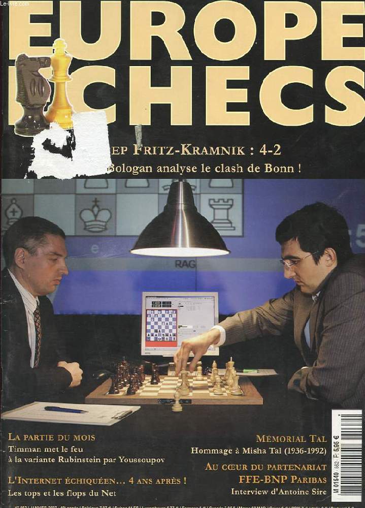 EUROPE ECHEC. N562. VICTOR BOLOGAN ANALYSE LE CLASH DE BONN! DU COMBAT, DES NULLES ET DE BELLES IDEES. 1 ER TITRE DE PACO VALLEJO
