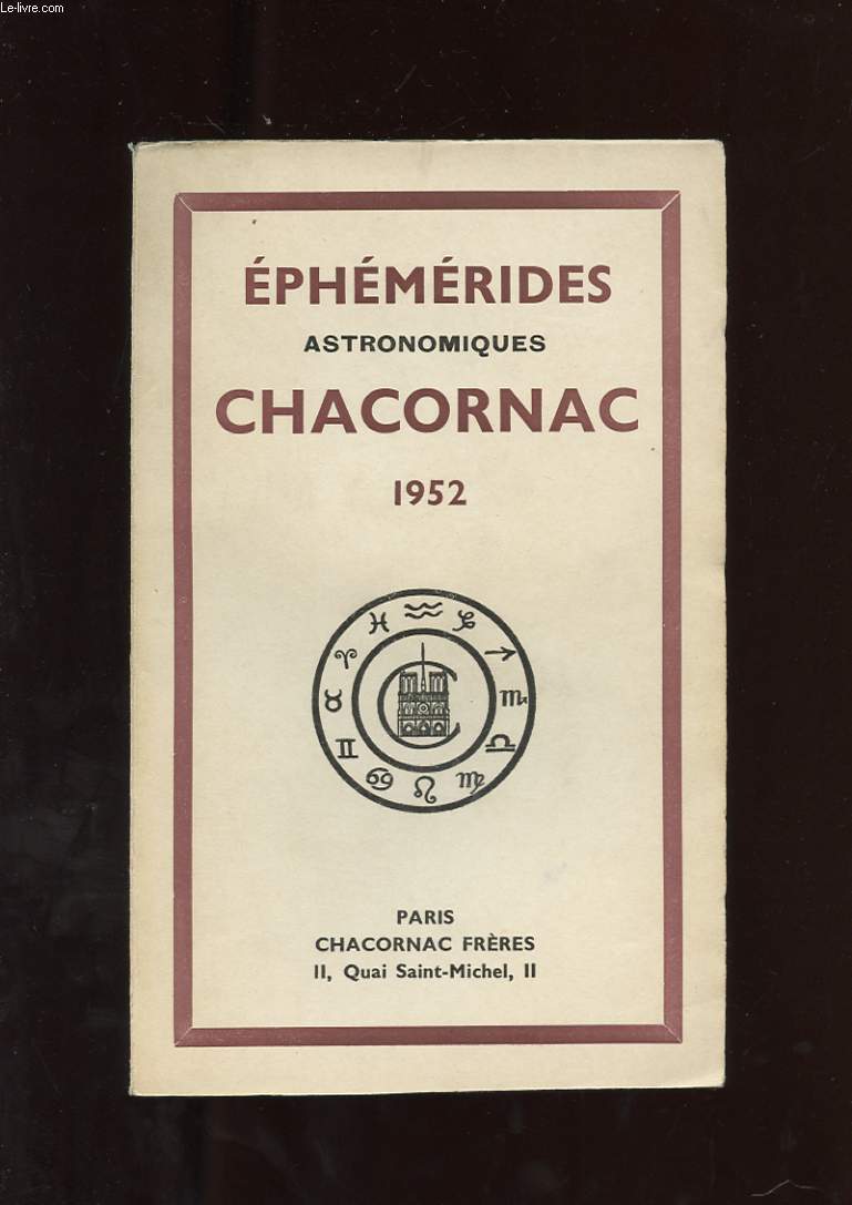 EPHEMERIDES ASTRONOMIQUES. CHACORNAC. 20 EME ANNEE