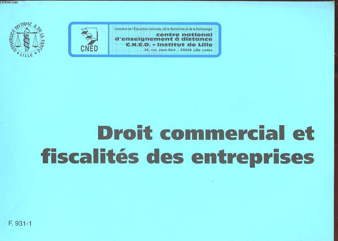 DROIT COMMERCIAL ET FISCALITE DES ENTREPRISES