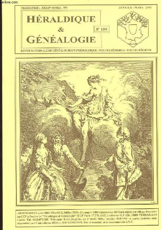 HERALDIQUE ET GENEALOGIE N154. XXXII ANNEE. N1. TABLE ANALYTIQUE 1999. NOUVELLES DES CENTRES. A PROPOS. NOTICES. QUESTIONS. REPONSES