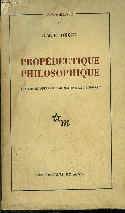 PROPEDEUTIQUE PHILOSOPHIQUE