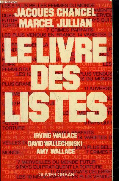 LE LIVRE DES LISTES - IRVING WALLACE - DAVID WALLECHINSKI - AMY WALLACE