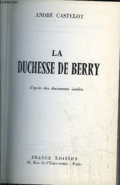 LA DUCHESSE DE BERRY