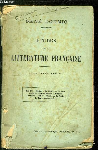 ETUDES SUR LA LITTERATURE FRANCAISE