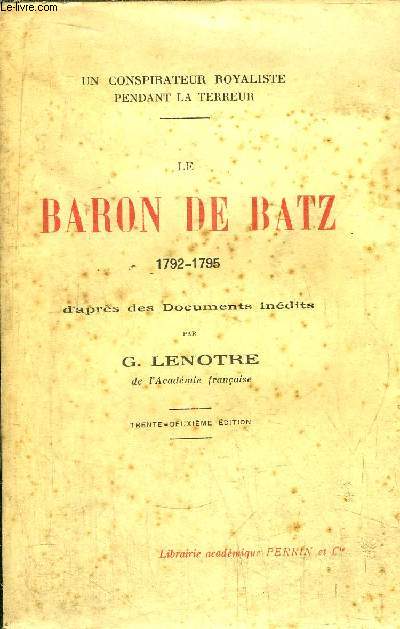 LE BARON DE BATZ 1792-1795