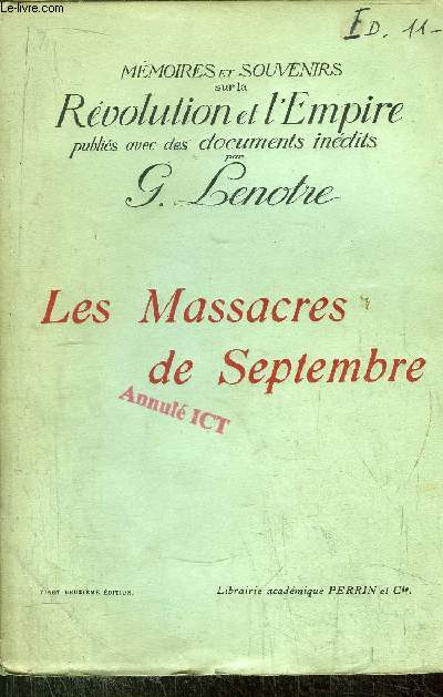 LES MASSACRES DE SEPTEMBRE