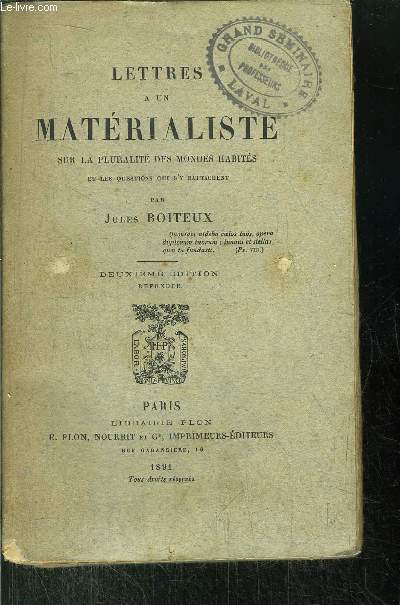 LETTRES A UN MATERIALISTE