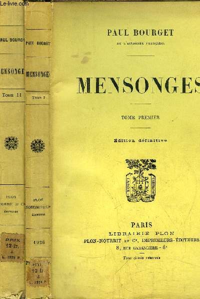 MENSONGES - 2 VOLUMES - TOME I+II
