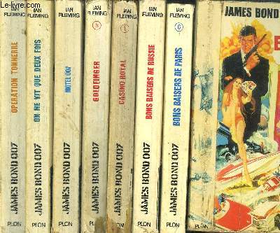 LOT DE 8 LIVRES : TITRES EN SOMMAIRE DONT : Vivre et laisser mourir - Bons baisers de Paris - Bons baisers de Russie - Casion Royal - Golfinger - Motel 007 - On ne vit que deux fois - Opration tonnerre...