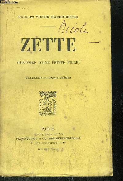 ZETTE - HISTOIRE D'UNE PETITE FILLE