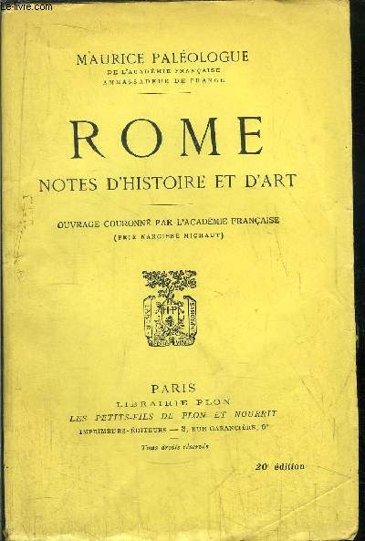 ROME - NOTES D'HISTOIRE ET D'ART