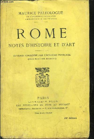 ROME - NOTES D'HISTOIRE ET D'ART