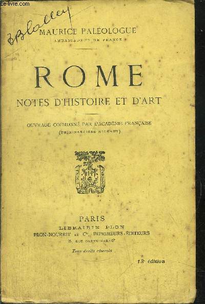 ROME - NOTES D'HISTOIRE ET D'ART