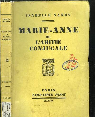 MARIE-ANNE OU L'AMITIE CONJUGALE