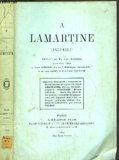 A LAMARTINE (1833-1913)